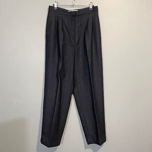 EUC Vintage Wool Pleated Pinstripe Trousers Dark Navy Small 4-6 fit